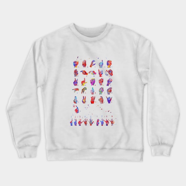 ASL sign language alphabet, Crewneck Sweatshirt by RosaliArt